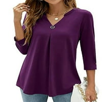 Ženska pletena pamučna mješavina bluza rušina rušina poslovna majica