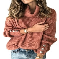 Ženska plus veličine pletiva za vrhove Turtleneck vrhovi bluza Labavi pulover Jumper pleteni obični