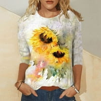 Majice MLQIDK za žene Dressy rukavi Slatki leptir Print TEE košulje Ležerne prilike labave vrhove Bluze,
