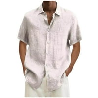 Jsaierl pamučne posteljine za muškarce modni casunski gumb dolje majica velike i visoke kratkih rukava na plaži top rever kubanske majice