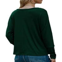 Capreze Women majica Majica s punim bojama Dugi rukavac Tee Laic Tunic bluza V izrez Pulover Zeleno