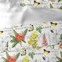 6i krojači Vin-Sum-WHO-CVT-FD - Vintage Botanicls White Full & Dvostruko Pokriveni poklopac i jastuk