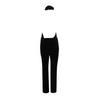 Puawkoer ženski temperament Čvrsti bolovni vrat ZND BACKLEX Slim Fit Kombinezone Ženske haljine s crnom