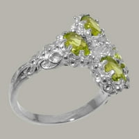 Britanci napravio 14k bijeli zlatni prirodni dijamant i peridot ženski zaručni prsten - veličine opcija