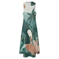 Haljine za žene ženski a-linijski bez rukava V-izrez cvjetni maxi džep vruća prodaja sunčane haljine