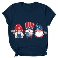 Ganfancp američka košulja za zastave Wemens 4. jula T-majice Ljetni okrugli vrat kratkih rukava za ispis