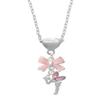 Delight nakit Silvertone Mala vila s ružičastim krilima ružičasta ogrlica za srce