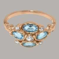Britanci napravili od 10k ružičastog sintetičkog cirkonije i prirodni plavi Topaz ženski obećani prsten