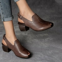 Miayilima Brown Sandale Žene Ležerne prilike Retro moda Riblji sandale Debela opruga Srednja peta i