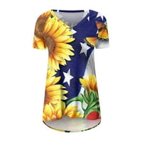 Ženske vrhove bluza modni grafički kratki rukav otisci žene ljetne V-izrez majice Tunic TEE Yellow M