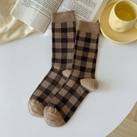 FVWitlyh obične vrhunske čarape žene jesen i zimska kafa boja pletene leopardske pruge tople čarape