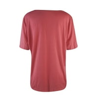 Ženski bluze Modne žene V-izrez Casual s kratkih rukava od tiskanih majica s majicama crvena xxl