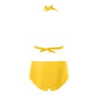 Aaimomet New Split kupaći kostim ženski modni sakupljaju grudnjak BIKINI BRA i set suknje, žuti s