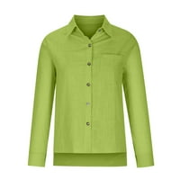 DNDKilg Green majica s dugim rukavima Ženska aktivna majica s niskim pamučnim posteljinom dolje Trendi