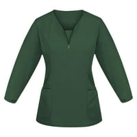 Ženski vrhovi V-izrez Čvrsta bluza Casual Women T-majice Ljetni rukav Ljetni zeleni XL