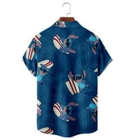 Disney Stitch Havajska majica, slatke majice za plažu u kutiji, majica na kaluti, tipku down kratkih