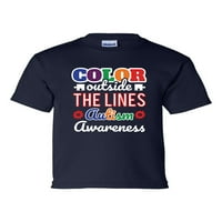 Omladinska dečja unise autisma boja svesti izvan linija kratkih rukava majica-navy-xs