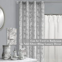 Srebrne sive zavjese i zavjese za dnevnu sobu Set duljine ploče, moderna elegantna umjetnost deco glam
