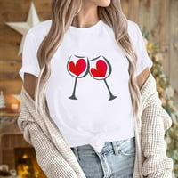 Valentinovo ženske majice navijaju da vole grafičku majicu casual labav fit na vrhu kratkih rukava za