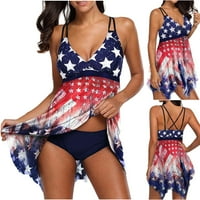 Žene kupaće američke zastave Ispis kupaćih odijela Tvrda plivanje s donjim kupaćim odijelom za 4. jul