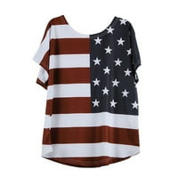 Clodeeu Plus Veličina Ženska modna labava bluza Zvjezdana pruga USA zastava američke majice