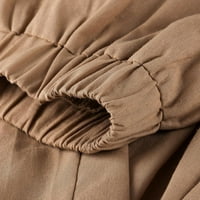 Ženske ležerne ljetne kapri hlače pamučne posteljine elastične struine pantalone za struku Solid plus