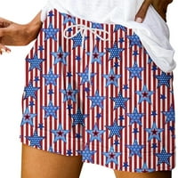 Ljetne kratke hlače za žene Ležerne prilike za printere za printere za elastične struke sa džepovima