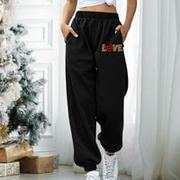 Duks za žene tiskani elastični struk Cinch donji joggeri casual bager-trčanje hlače s džepovima