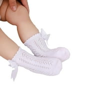 Calsunbaby Kids Pamučne čarape Baby Solid Color Bowknot Srednje čarape