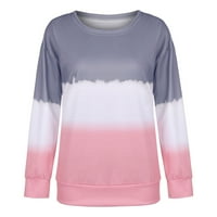 T majice za žene Grafički vintage plus veličina Tie-dye Ispisani gradijent pulover dugih rukava dugih