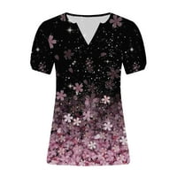 Žene ljetne vrhove Dressy Casual cvjetni print plus veličine Bluze Flowy Lable Tunics V izrez kratke