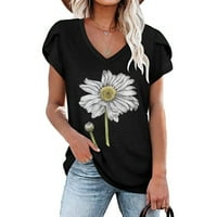 ŽENSKE LJETNE SHIrtse odozgo od 10.00 žene ljeti V-izrez cvjetni tiskani vrhovi T-majice Ležerna bluza