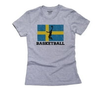 Švedska Olimpijska - košarka - zastava - Silueta ženska pamučna siva majica