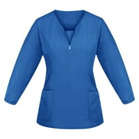 Ženski vrhovi pluća V-izrez Casual Bluza Solid Women Modne majice s dugim rukavima Black XL