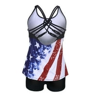 Ženski tankini veliki bikini set digitalni print Suspender plaže Split kupaći kostim