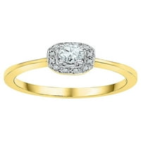 Jewels 10kt Žuto zlato Žene Okrugli dijamant Solitaire Halo Bridal Vjenčanje Angažman prsten CTTW