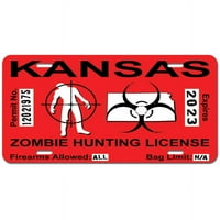 Kansas KS Zombie Lov License License Red - BioHazard Odgovor TIM NOVELTY METALNA VANITELJSKA LICINE