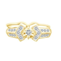 Carat okrugli rez bijeli prirodni dijamantski vjenčani prsten za svadbene posude u 14K čvrstog žutog