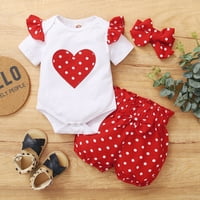 Baby Polka Girls Dot Bodytsuit + Hotcres Set Valentine Print Romper Girls Outfits & Set