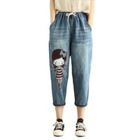 Ociviesr Žene Ležerne prilike udobne književne elastične hlače za rezanje visokog struka Jeans High