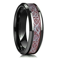Vjenčani prstenovi za žene Crni volfram BAND W Silver Red Celtic Inline