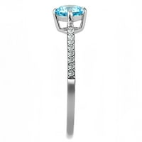 Luxe nakit dizajnira ženski prsten za angažman od nehrđajućeg čelika s morskim plavim kubičnim cirkonijom