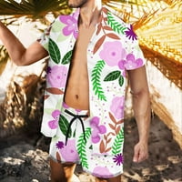 Muška havajska majica i kratke hlače setovi trenerke casual cvjetne ljetne odjeće ružičaste veličine