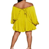 Cindysus dame kratka haljina čvrste boje mini haljine sa rame za odmor casual žut m