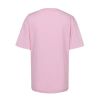 Ženski bluze Modni ženski casual labavi okrugli vrat kratki rukav Uskršnji ispis majica Pink xxl