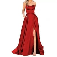 Ženske elegantne duge haljine Vjenčanice bez leđa Večernja haljine seksi vjenčanica-crvena-crvena, l