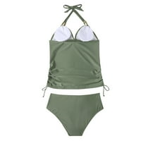Žene Color Print Halter bikini kupaći kostimi sa šorcama s plivama Podelite dva tanka SWI