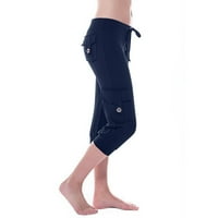 Atletska hlače za žensku čišćenje pod $ plus veličine crteći sa džepovima dugmeta širine noge kabine