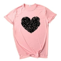 Žene Love Slatka grafička majica Labavični okrugli izrez Multi boja kratkih rukavica, dame izlaze plus
