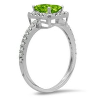 1. CT Sjajni smaragd Clear Simulirani dijamant 18k bijeli zlatni halo pasijans sa accentima prsten sz